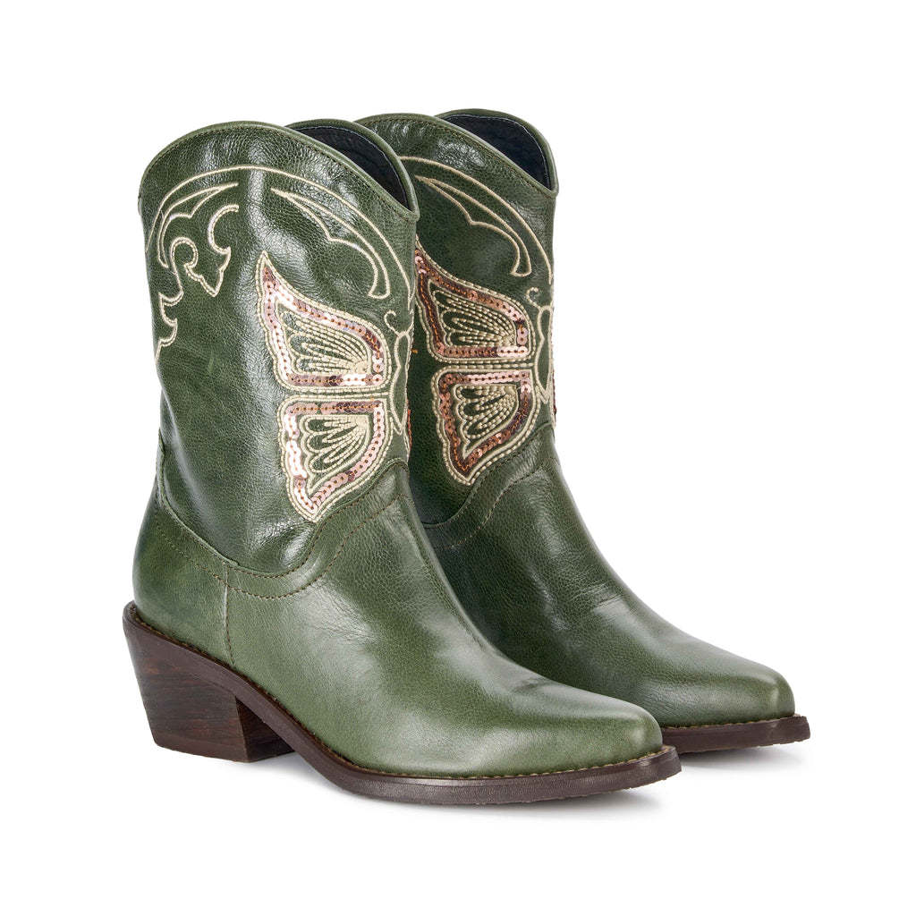 BOTA TEXANA MARIPOSA VERDE